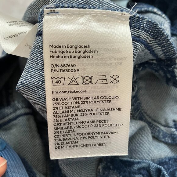 H&M 9M Baby Sweater Jeans Set Striped Navy Cream Denim EUC Boy - Picture 15 of 16